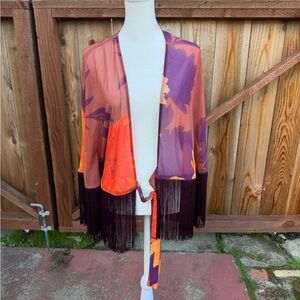 IMAN Multicolor Fringe Kimono Top